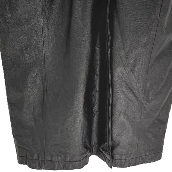 Vintage Women’s G-Ill Leather Trench Coat Jacket Full Length Retro Black Small - Picture 7 of 8